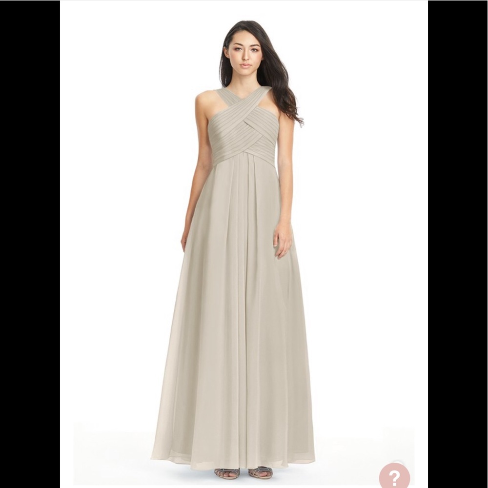 Azazie Kaleigh Taupe bridesmaid dress